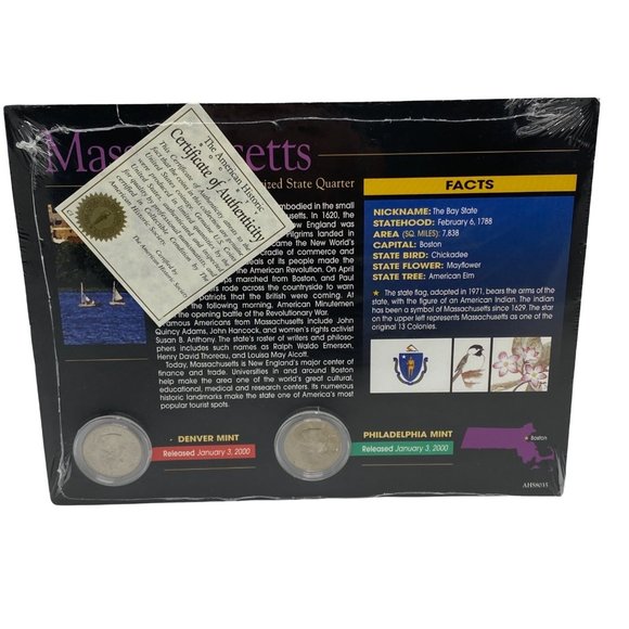 MASSACHUSETTS (MA) Colorized State Quarter NEW Philadelphia & Denver Mint - Picture 2 of 2